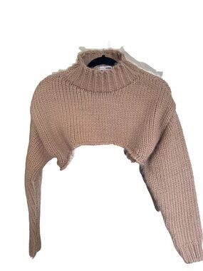 Cropped Mock Neck Chunky Cropped Sweater